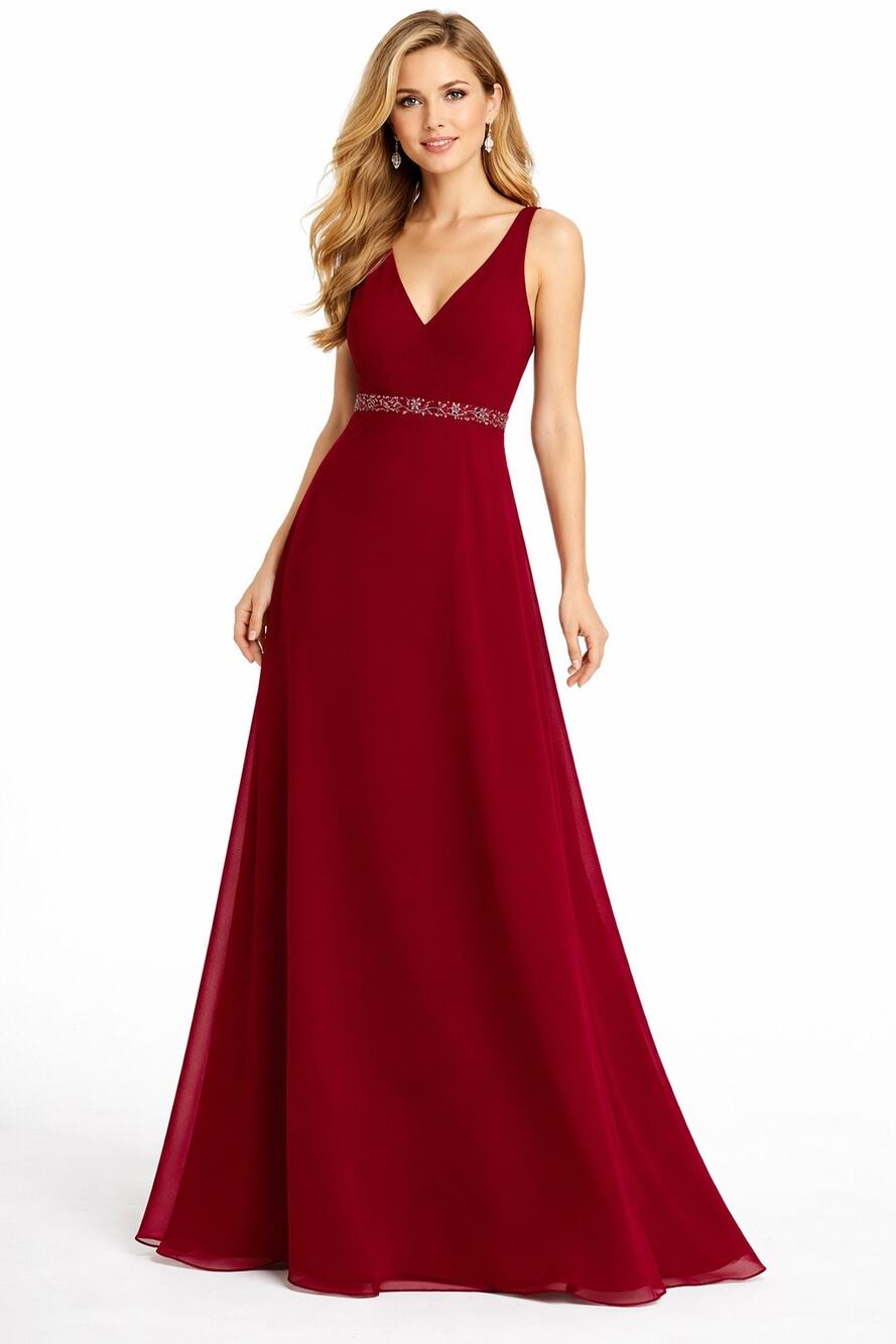 1990s Y2K Michaelangelo Red Beaded Chiffon Evening Gown size 8